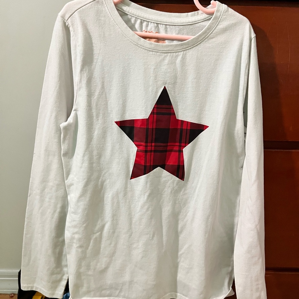 Cat & Jack White Tee with Red Plaid Star